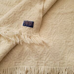 Vintage Pendleton Basketweave Blanket Pure Virgin Wool Made In USA